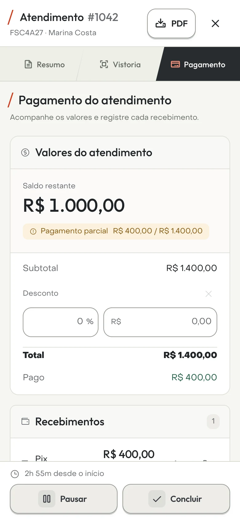 Pagamento de um atendimento no celular: o sinal recebido por Pix e o que ainda falta